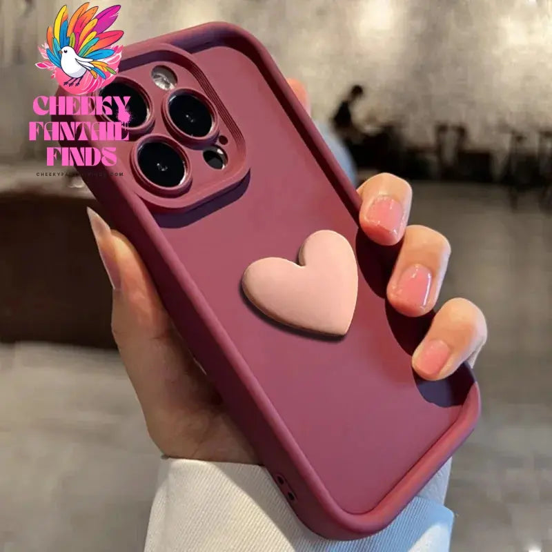 Luxury Cute 3D Love Heart Silicone Phone Case For iPhone 16 15 13 12 11 14 Pro Max X XR XS 16 Plus Shockproof Candy Back Cover Cheeky Fantail Finds