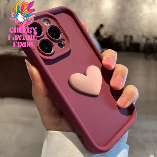 Luxury Cute 3D Love Heart Silicone Phone Case For iPhone 16 15 13 12 11 14 Pro Max X XR XS 16 Plus Shockproof Candy Back Cover Cheeky Fantail Finds