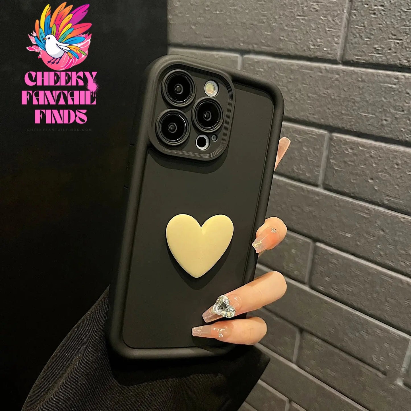 Luxury Cute 3D Love Heart Silicone Phone Case For iPhone 16 15 13 12 11 14 Pro Max X XR XS 16 Plus Shockproof Candy Back Cover Cheeky Fantail Finds