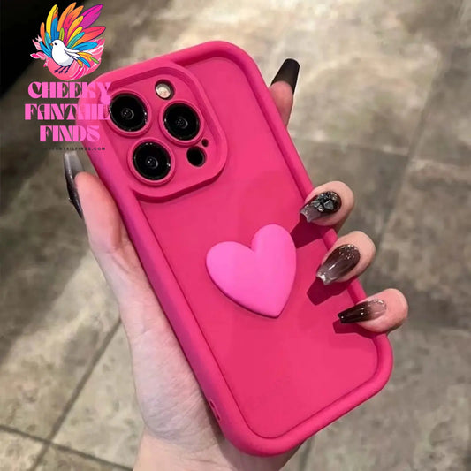 Luxury Cute 3D Love Heart Silicone Phone Case For iPhone 16 15 13 12 11 14 Pro Max X XR XS 16 Plus Shockproof Candy Back Cover Cheeky Fantail Finds