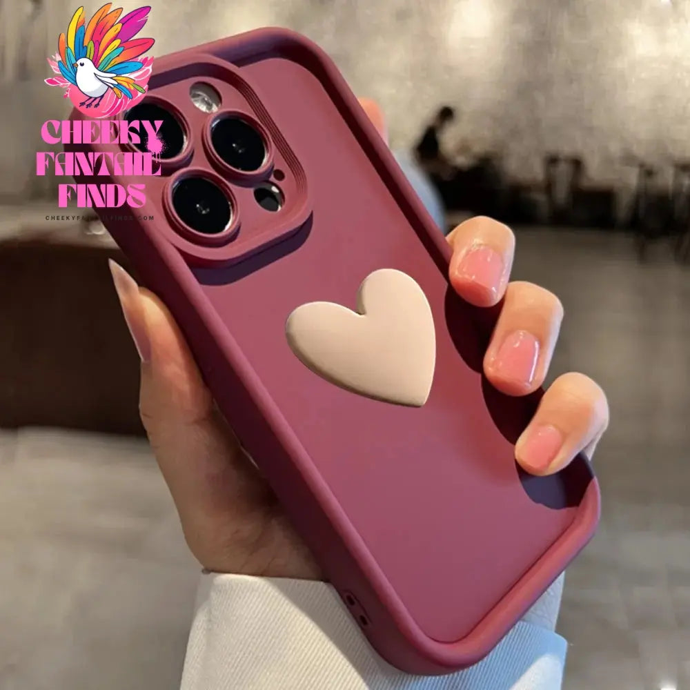 Luxury Cute 3D Love Heart Silicone Phone Case For iPhone 16 15 13 12 11 14 Pro Max X XR XS 16 Plus Shockproof Candy Back Cover Cheeky Fantail Finds