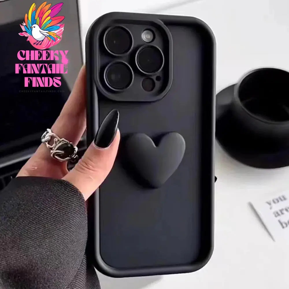 Luxury Cute 3D Love Heart Silicone Phone Case For iPhone 16 15 13 12 11 14 Pro Max X XR XS 16 Plus Shockproof Candy Back Cover Cheeky Fantail Finds