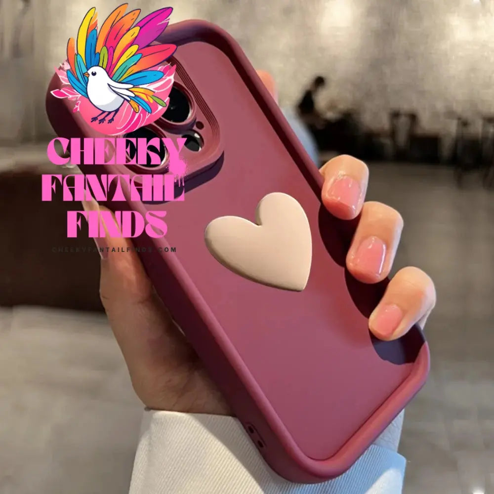 Luxury Cute 3D Love Heart Silicone Phone Case For iPhone 16 15 13 12 11 14 Pro Max X XR XS 16 Plus Shockproof Candy Back Cover Cheeky Fantail Finds