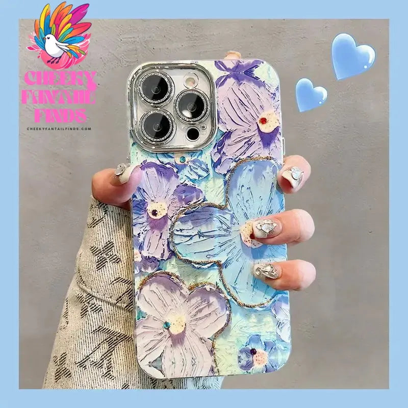Luxury Flowers Glitter Laser Phone Case For iPhone 16 Pro Max 15 14 Plus 13 12 11 Diamond Soft Shockproof Lens protection Cover Cheeky Fantail Finds