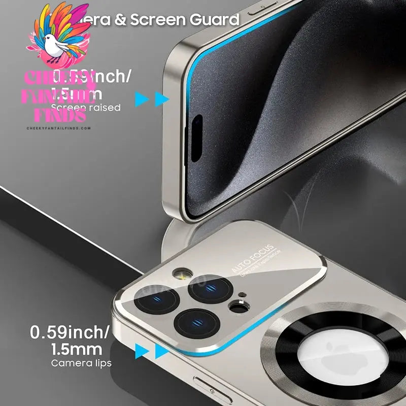 Luxury Glass Camera Lens For Magesafe Magnetic Wireless Charging Case For iPhone 11 12 13 14 15 16 Pro Max Plus Shockproof Cover Cheeky Fantail Finds