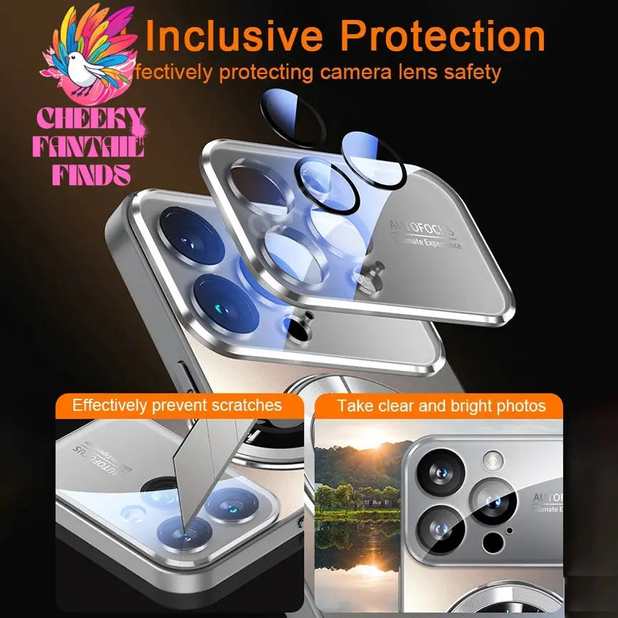 Luxury Glass Camera Lens For Magesafe Magnetic Wireless Charging Case For iPhone 11 12 13 14 15 16 Pro Max Plus Shockproof Cover Cheeky Fantail Finds