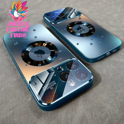 Luxury Glass Camera Lens For Magesafe Magnetic Wireless Charging Case For iPhone 11 12 13 14 15 16 Pro Max Plus Shockproof Cover Cheeky Fantail Finds