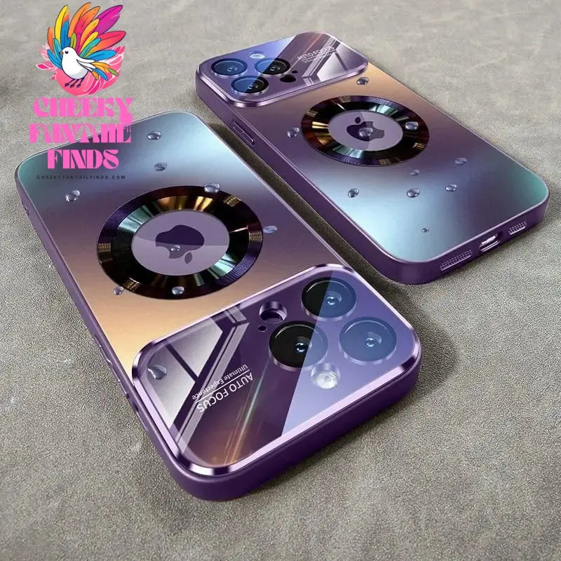 Luxury Glass Camera Lens For Magesafe Magnetic Wireless Charging Case For iPhone 11 12 13 14 15 16 Pro Max Plus Shockproof Cover Cheeky Fantail Finds