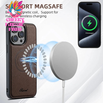 Luxury Leather Magnetic 2-in-1 Card Holder Wallet Phone Case Support Wireless Charging for iPhone 16Pro Max 15Plus 14 13 12 Cheeky Fantail Finds