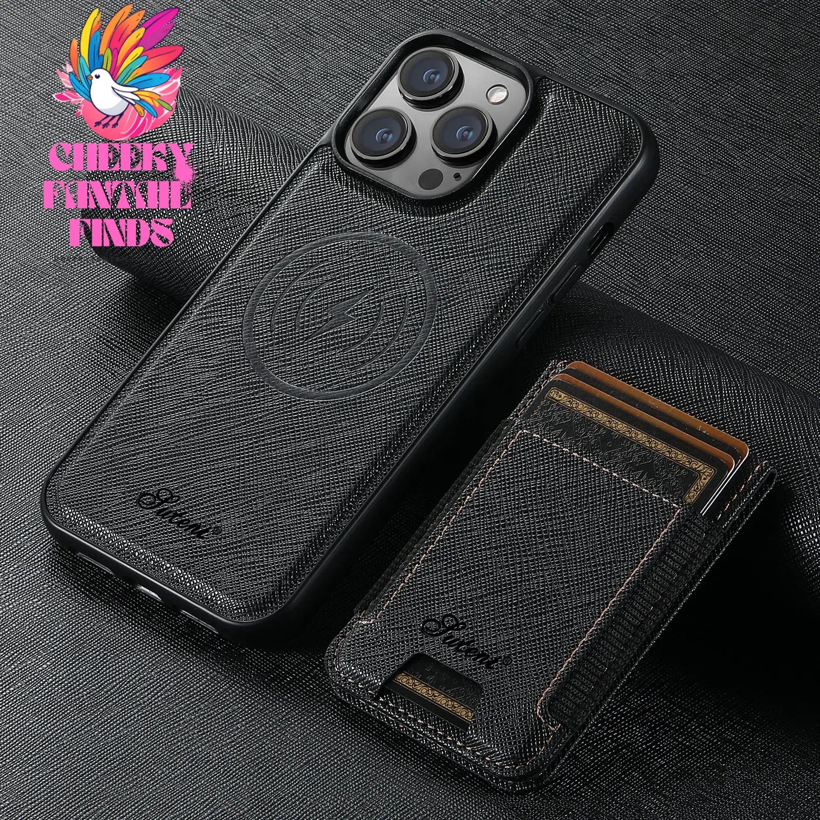 Luxury Leather Magnetic 2-in-1 Card Holder Wallet Phone Case Support Wireless Charging for iPhone 16Pro Max 15Plus 14 13 12 Cheeky Fantail Finds