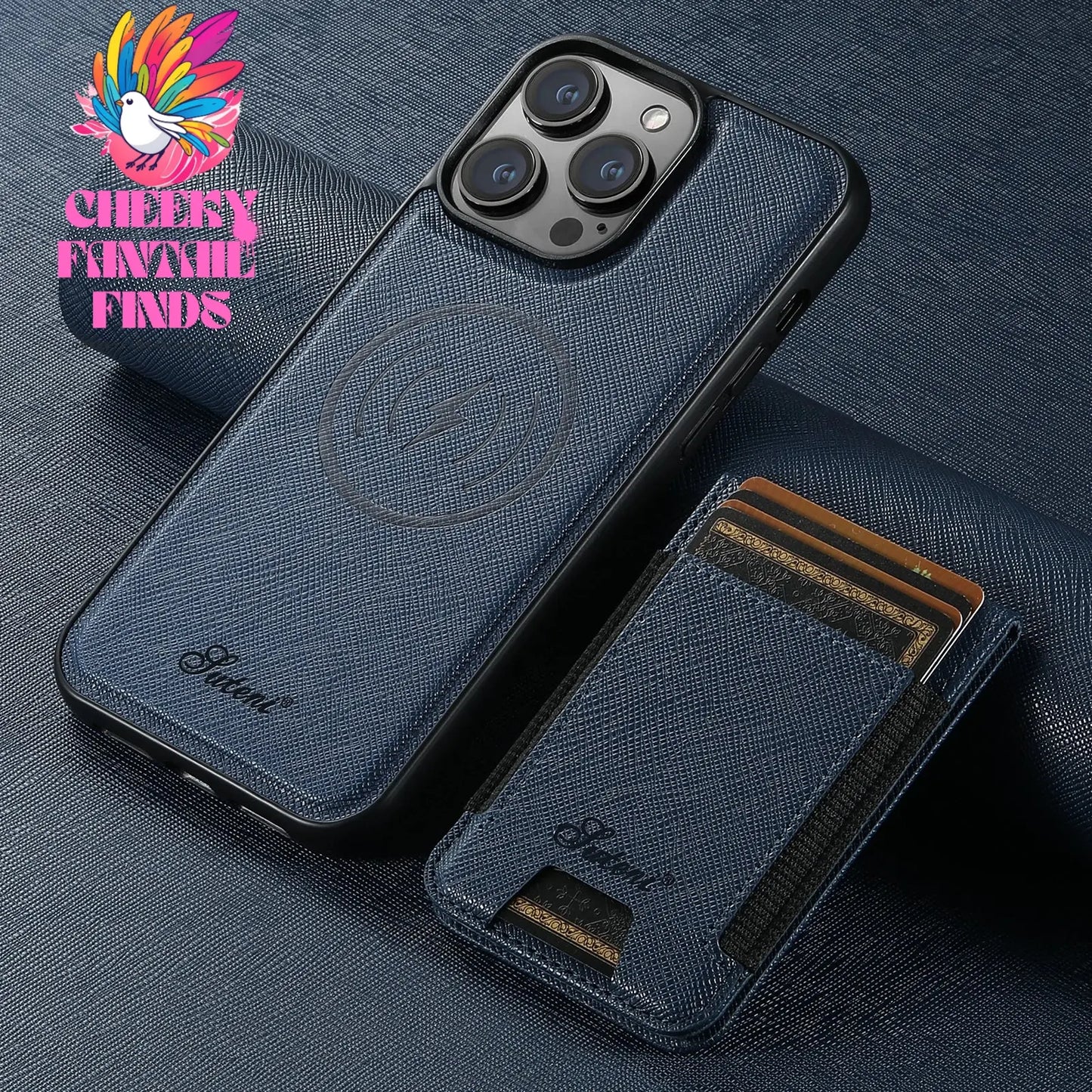 Luxury Leather Magnetic 2-in-1 Card Holder Wallet Phone Case Support Wireless Charging for iPhone 16Pro Max 15Plus 14 13 12 Cheeky Fantail Finds