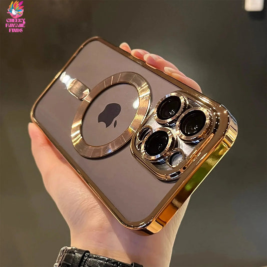 Luxury Magnetic For Magsafe Wireless Charge Plating Clear Case For iPhone 11 12 13 14 15 16 Pro Max Shockproof Silicone Cover Cheeky Fantail Finds