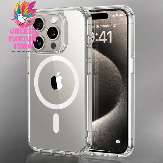 Luxury Magnetic Wireless Charge For Magsafe Case for iPhone 16 15 14 13 12 11 Pro XR XS Max 7 8 Plus Back Cover Transparent Case Cheeky Fantail Finds