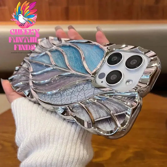 Luxury Plating Colour Fashion Leaf Phone Case For iPhone 11 12 13 14 15 Pro Max Soft Silicone Bumper Protector On 16 Plus Cover Cheeky Fantail Finds