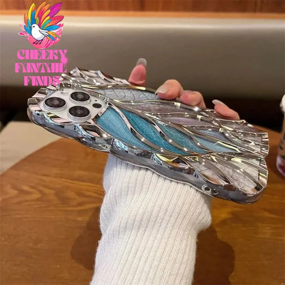 Luxury Plating Colour Fashion Leaf Phone Case For iPhone 11 12 13 14 15 Pro Max Soft Silicone Bumper Protector On 16 Plus Cover Cheeky Fantail Finds
