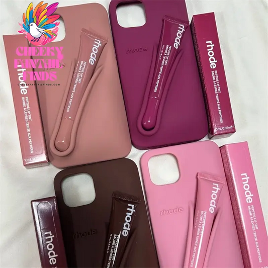 Luxury Rhode DIY Lipstick Soft Silicone Case for iPhone 16 15 13 11 14 12 Pro Max Plus Portable Lip Gloss Holder Ins Phone Cover Cheeky Fantail Finds