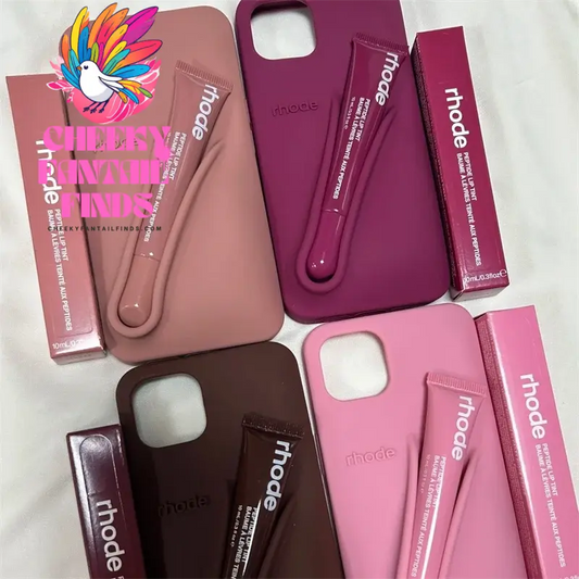 Luxury Rhode DIY Lipstick Soft Silicone Case for iPhone 16 15 13 11 14 12 Pro Max Plus Portable Lip Gloss Holder Ins Phone Cover Cheeky Fantail Finds