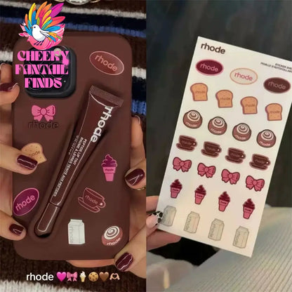 Luxury Rhode DIY Lipstick Soft Silicone Case for iPhone 16 15 13 11 14 12 Pro Max Plus Portable Lip Gloss Holder Ins Phone Cover Cheeky Fantail Finds