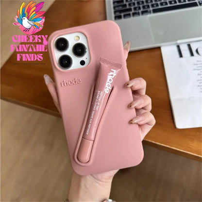 Luxury Rhode DIY Lipstick Soft Silicone Case for iPhone 16 15 13 11 14 12 Pro Max Plus Portable Lip Gloss Holder Ins Phone Cover Cheeky Fantail Finds