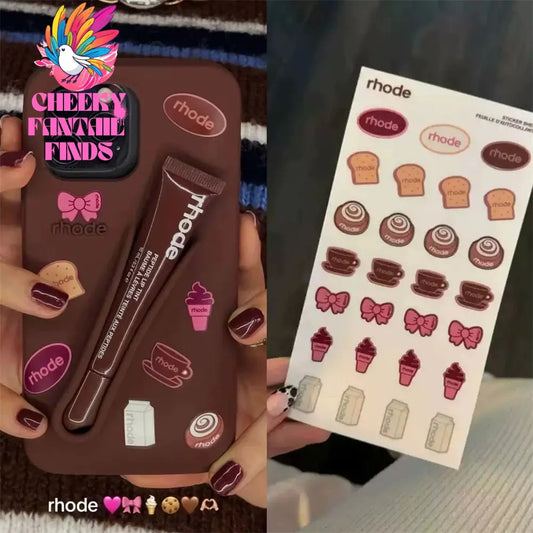 Luxury Rhode DIY Lipstick Soft Silicone Case for iPhone 16 15 13 11 14 12 Pro Max Plus Portable Lip Gloss Holder Ins Phone Cover Cheeky Fantail Finds