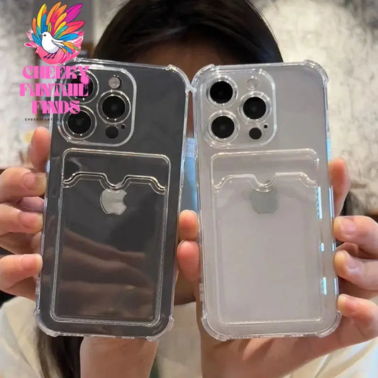 Luxury Soft Card Bag Phone Case For iPhone 16 15 14 13 12 11 Pro Max Mini X XS Max XR 7 8 Plus SE 2020 Transparent Bumper Cover Cheeky Fantail Finds