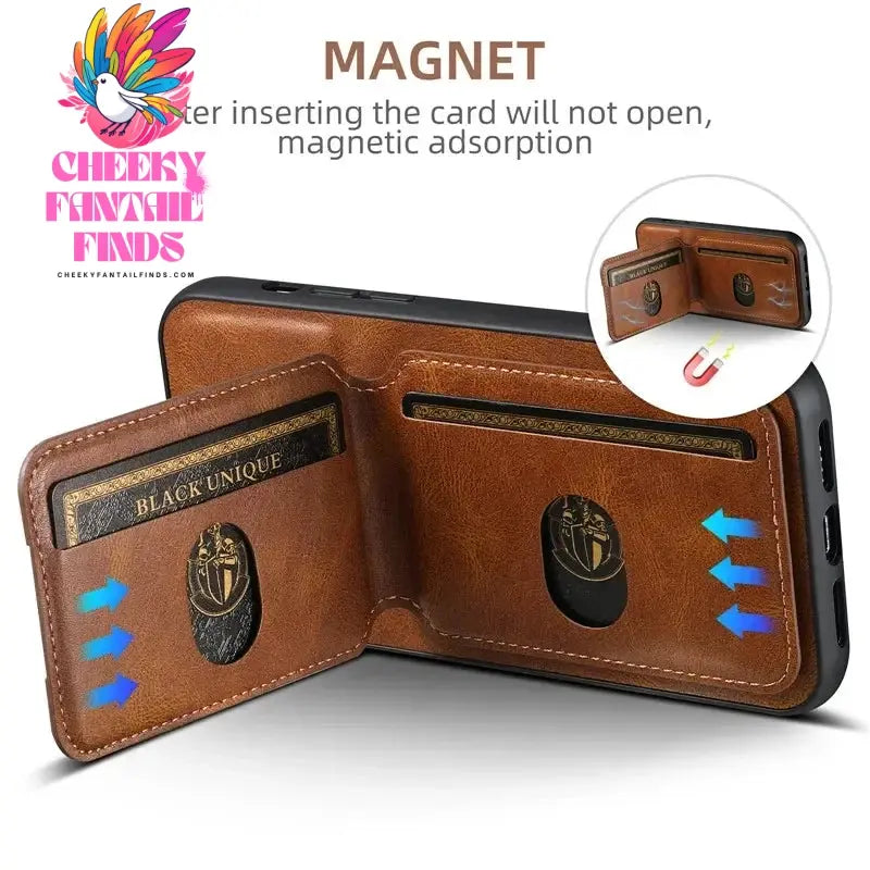 Luxury Wallet Phone Case Card Holder Leather Magnetic Pocket Cover For iPhone 16 15 14 13 12 11 Pro Max Plus XS XR 16ProMax Cheeky Fantail Finds