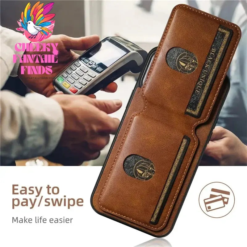 Luxury Wallet Phone Case Card Holder Leather Magnetic Pocket Cover For iPhone 16 15 14 13 12 11 Pro Max Plus XS XR 16ProMax Cheeky Fantail Finds