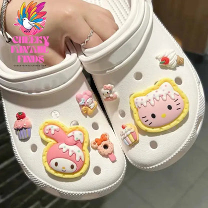 MINISO Candy Hello Kitty Cat Shoe Charms Pink Rabbit shoe Buckle Clogs Shoes Accessories Girl Sandals Decorative Party Gifts ﻿ Cheeky Fantail Finds