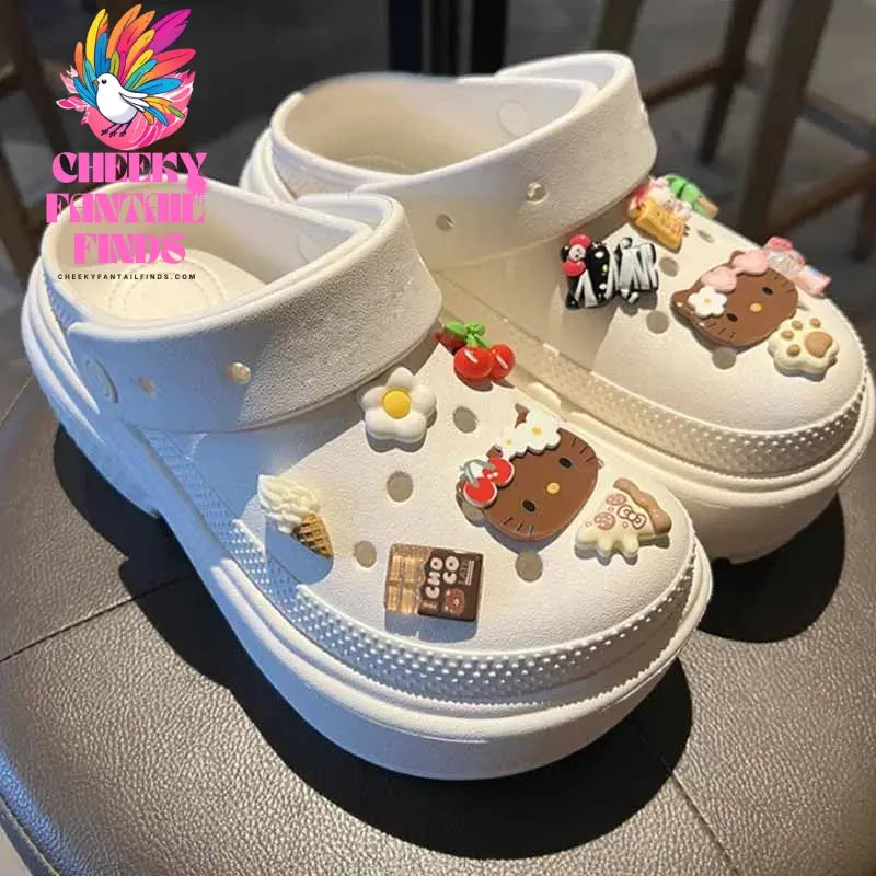 MINISO Character Hello Kitty Set Shoes Charms for Clogs Sandals Decoration PVC Cartoon Shoe Accessories Charms for Friends Gifts Cheeky Fantail Finds