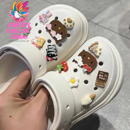 MINISO Character Hello Kitty Set Shoes Charms for Clogs Sandals Decoration PVC Cartoon Shoe Accessories Charms for Friends Gifts Cheeky Fantail Finds
