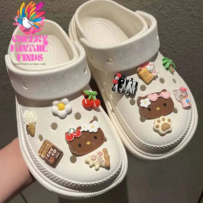 MINISO Character Hello Kitty Set Shoes Charms for Clogs Sandals Decoration PVC Cartoon Shoe Accessories Charms for Friends Gifts Cheeky Fantail Finds