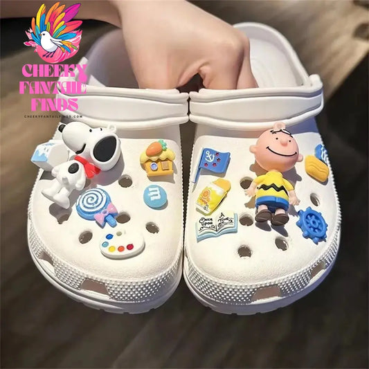 MINISO Snoopy Set Shoes Accessories Charming Cartoon Classic Character Shoe Buckles DIY Soft Adhesive Children's Creative Gift Cheeky Fantail Finds