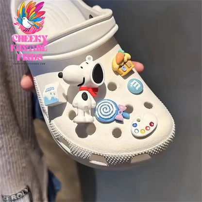 MINISO Snoopy Set Shoes Accessories Charming Cartoon Classic Character Shoe Buckles DIY Soft Adhesive Children's Creative Gift Cheeky Fantail Finds