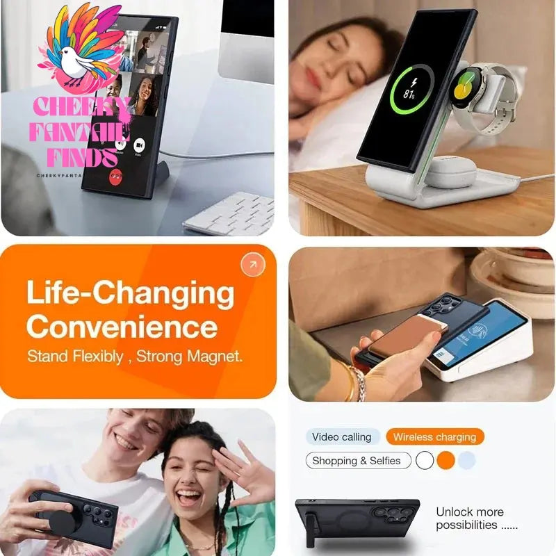 Magnetic Mobile Phone Case with Kickstand for Samsung Galaxy S25 S24 S23 Ultra FE S22 Plus Cover Stand Cases with Holder Cheeky Fantail Finds