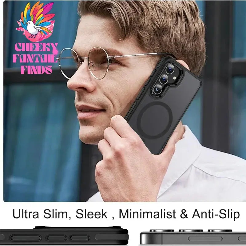 Magnetic Mobile Phone Case with Kickstand for Samsung Galaxy S25 S24 S23 Ultra FE S22 Plus Cover Stand Cases with Holder Cheeky Fantail Finds
