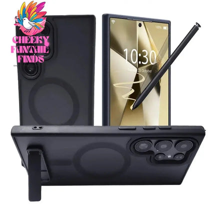 Magnetic Mobile Phone Case with Kickstand for Samsung Galaxy S25 S24 S23 Ultra FE S22 Plus Cover Stand Cases with Holder Cheeky Fantail Finds