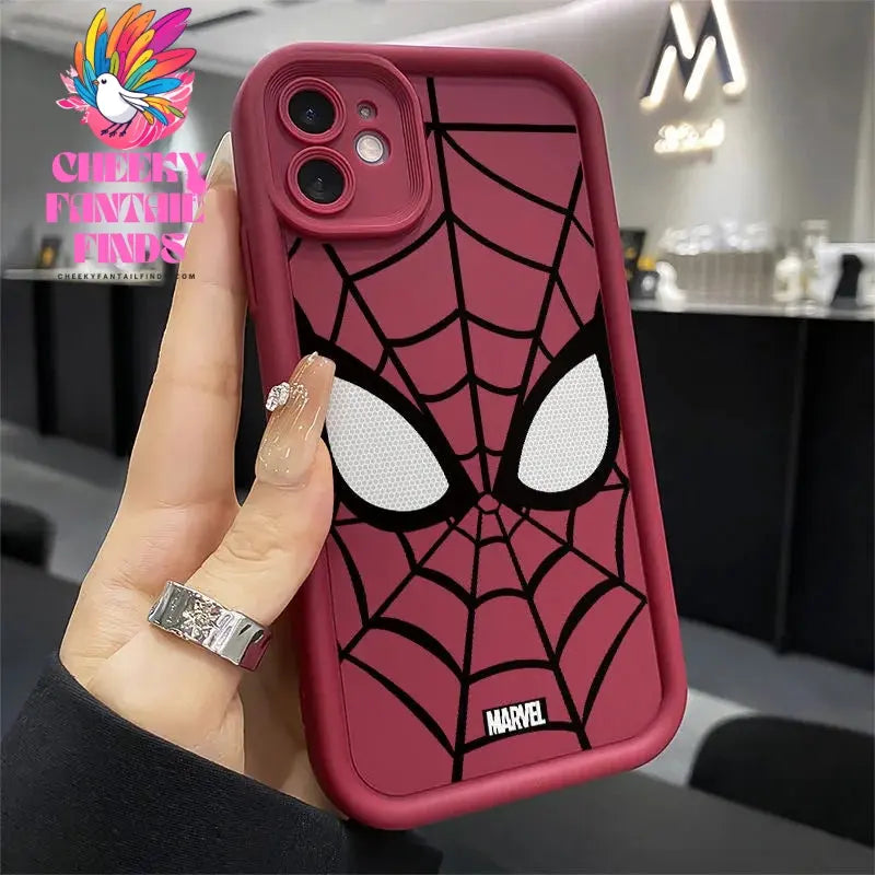 Marvel Spider Man Plain Multistep TPU Phone Case For iPhone 16 15 14 13 12 11 Pro Max XR XS 7 8 Plus Soft Silicone Cool Cover Cheeky Fantail Finds