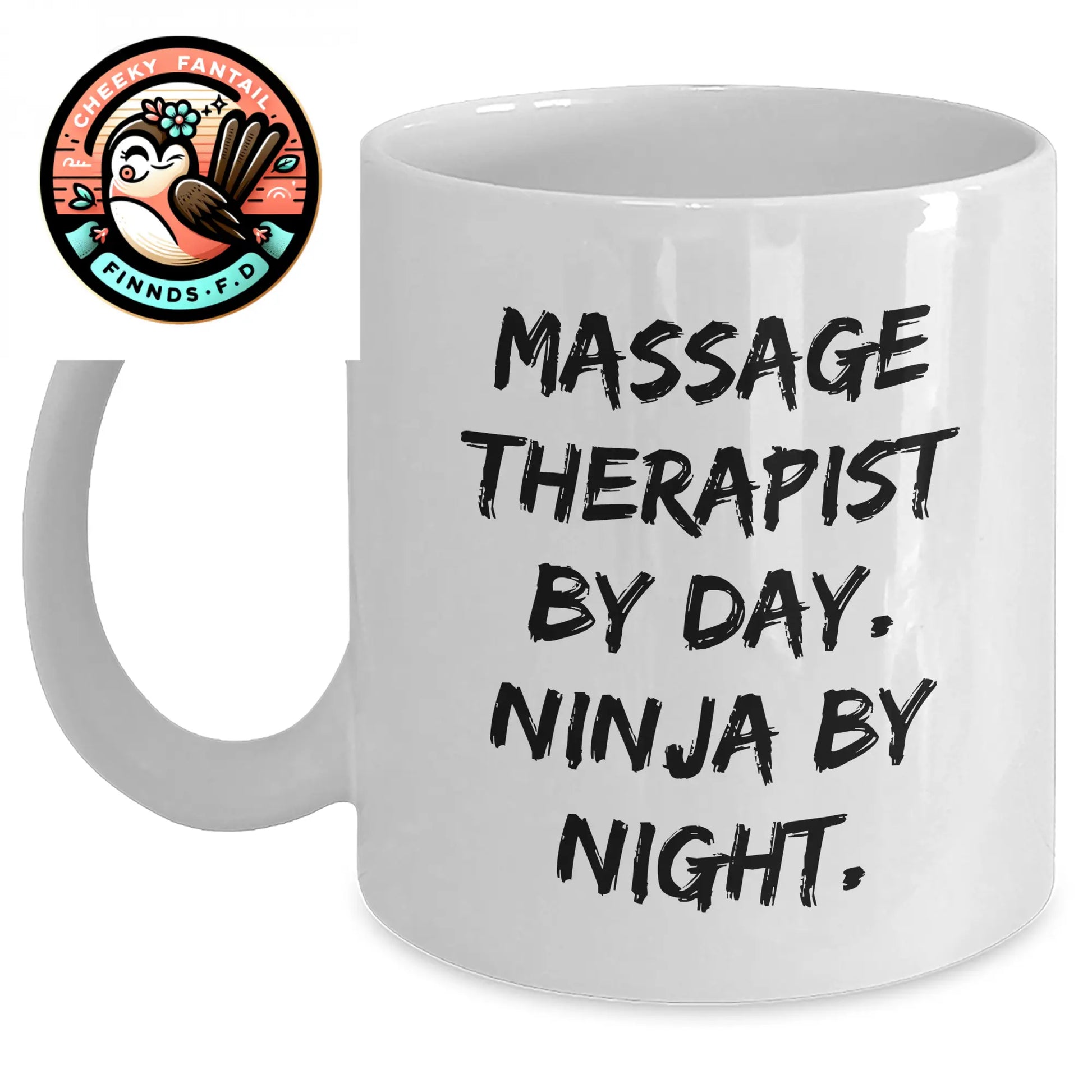 Massage Therapist Gifts, Funny Quote White Coffee Mug, 'Massage Therapist By Day. Ninja By Night.', Perfect Father's Day Unique Gifts from Family to Friends for Men - Main