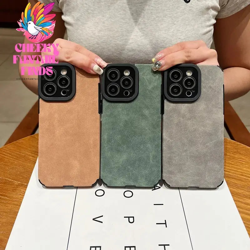 Matte Leather Silicone Phone Case For iPhone 15 16 12 11 14 Pro Max 13 Mini X XR XS 78 Plus SE Lens Protection Bumper Full Cover Cheeky Fantail Finds