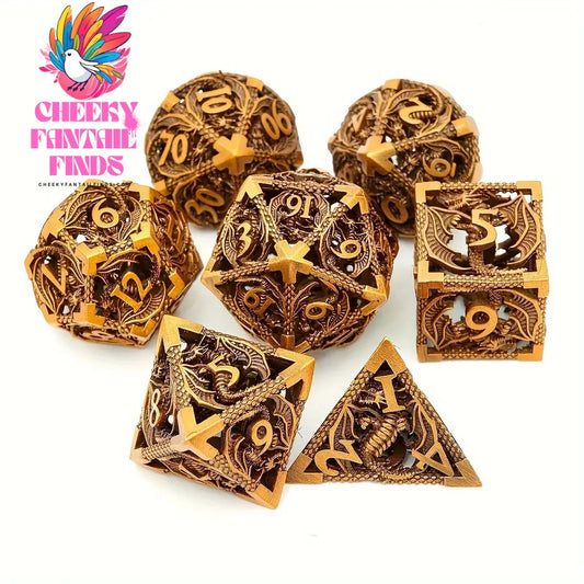 Metal Dice Set D&D 7-piece Metal Multi sided Dice Set Metal DND Dice Set Christmas Gift, Party Supplies Cheeky Fantail Finds