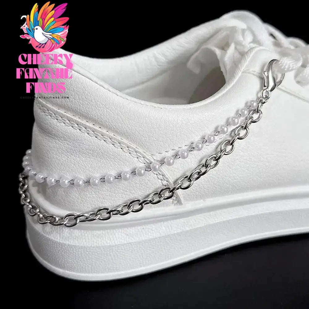 Metal Pearl Chain Gold/Silver Canvas Board Shoes Buckles Decoration Heart Star Shoe Creative Jewelry Cheeky Fantail Finds