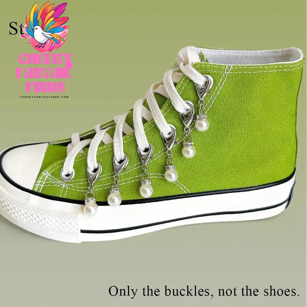 Metal Pearl Chain Gold/Silver Canvas Board Shoes Buckles Decoration Heart Star Shoe Creative Jewelry Cheeky Fantail Finds