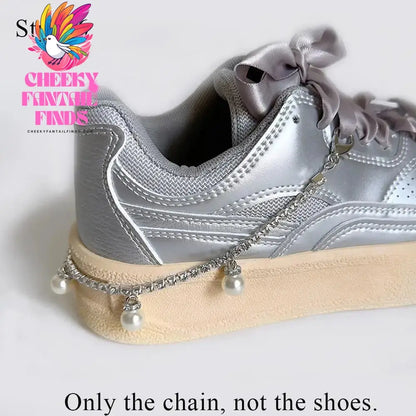 Metal Pearl Chain Gold/Silver Canvas Board Shoes Buckles Decoration Heart Star Shoe Creative Jewelry Cheeky Fantail Finds