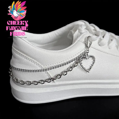 Metal Pearl Chain Gold/Silver Canvas Board Shoes Buckles Decoration Heart Star Shoe Creative Jewelry Cheeky Fantail Finds
