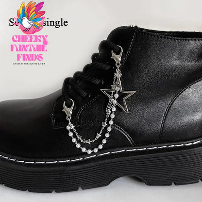 Metal Pearl Chain Gold/Silver Canvas Board Shoes Buckles Decoration Heart Star Shoe Creative Jewelry Cheeky Fantail Finds