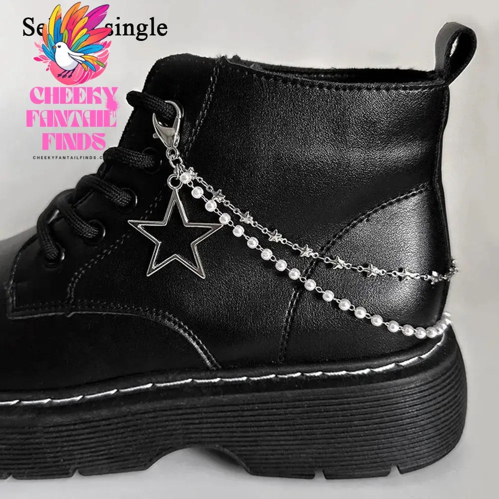 Metal Pearl Chain Gold/Silver Canvas Board Shoes Buckles Decoration Heart Star Shoe Creative Jewelry Cheeky Fantail Finds