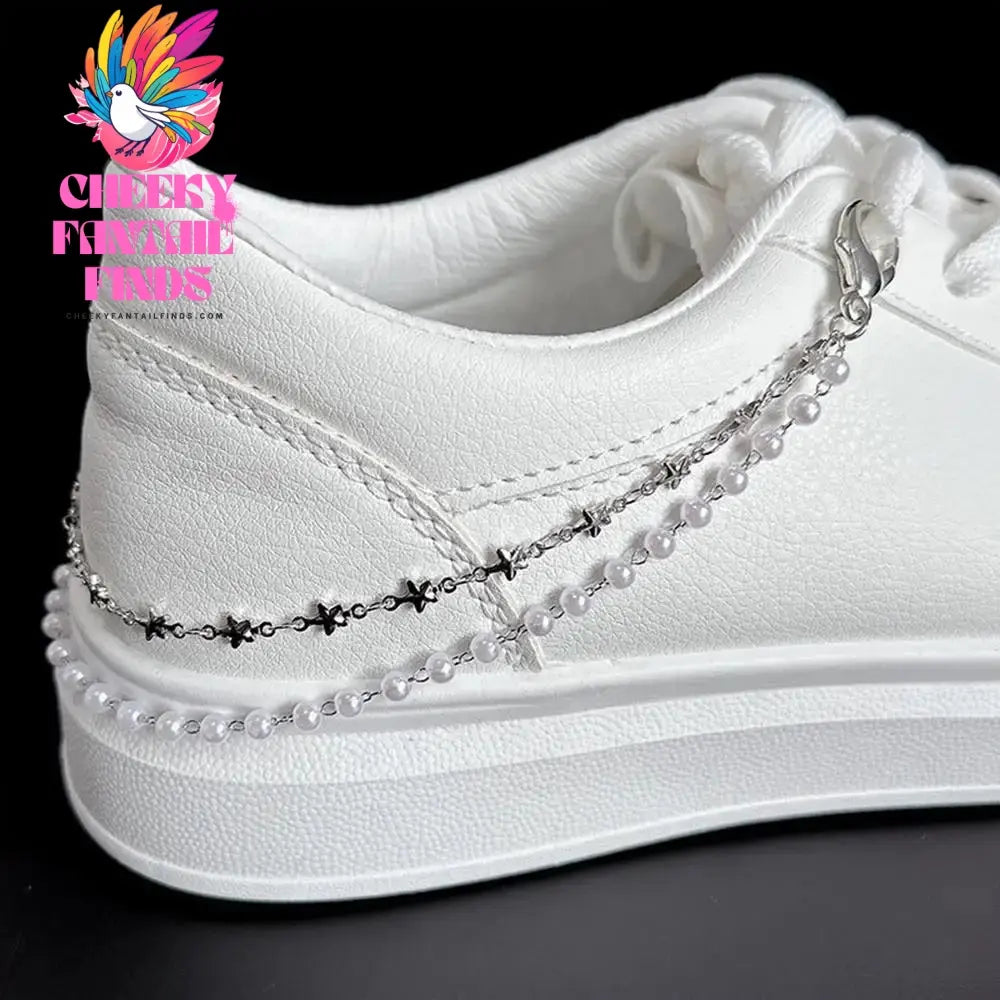 Metal Pearl Chain Gold/Silver Canvas Board Shoes Buckles Decoration Heart Star Shoe Creative Jewelry Cheeky Fantail Finds