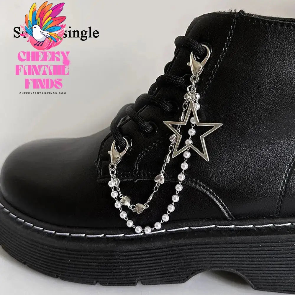 Metal Pearl Chain Gold/Silver Canvas Board Shoes Buckles Decoration Heart Star Shoe Creative Jewelry Cheeky Fantail Finds