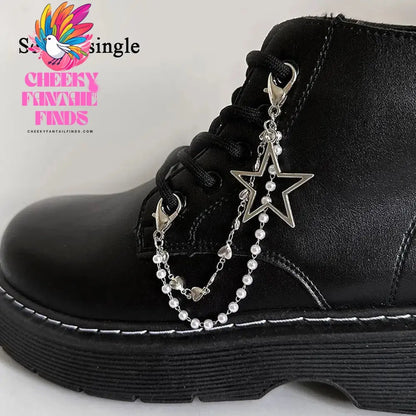 Metal Pearl Chain Gold/Silver Canvas Board Shoes Buckles Decoration Heart Star Shoe Creative Jewelry Cheeky Fantail Finds