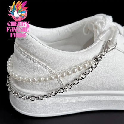 Metal Pearl Chain Gold/Silver Canvas Board Shoes Buckles Decoration Heart Star Shoe Creative Jewelry Cheeky Fantail Finds